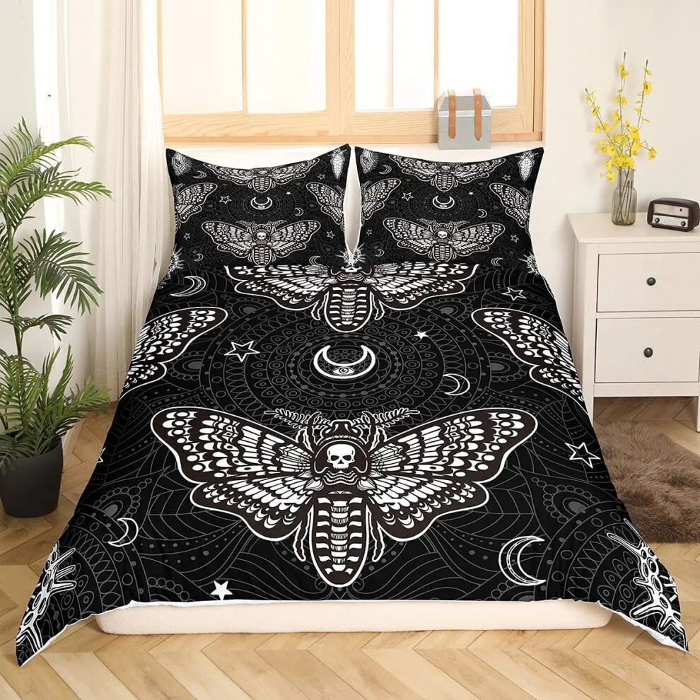 (17, 180*210 (three-piece set)) New Ghost Face Moth Dead Moth Pattern Gothic Digital Printed Duvet Cover Set Bedding-image-OPC-PGNYNJ7-NEW