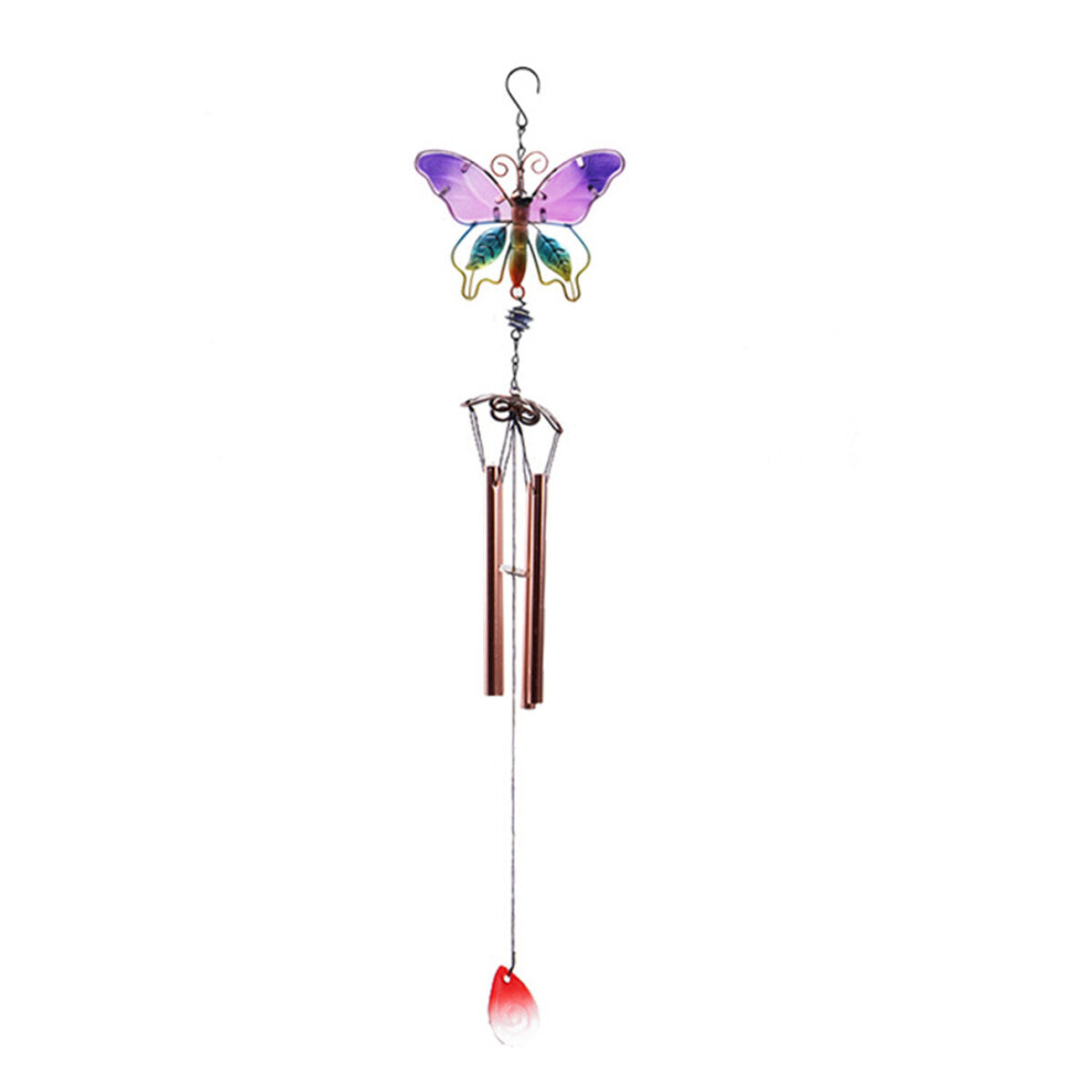 (#4) Metal Butterfly Wind Chime Glass Painted Ornaments Wind Chimes Pendants