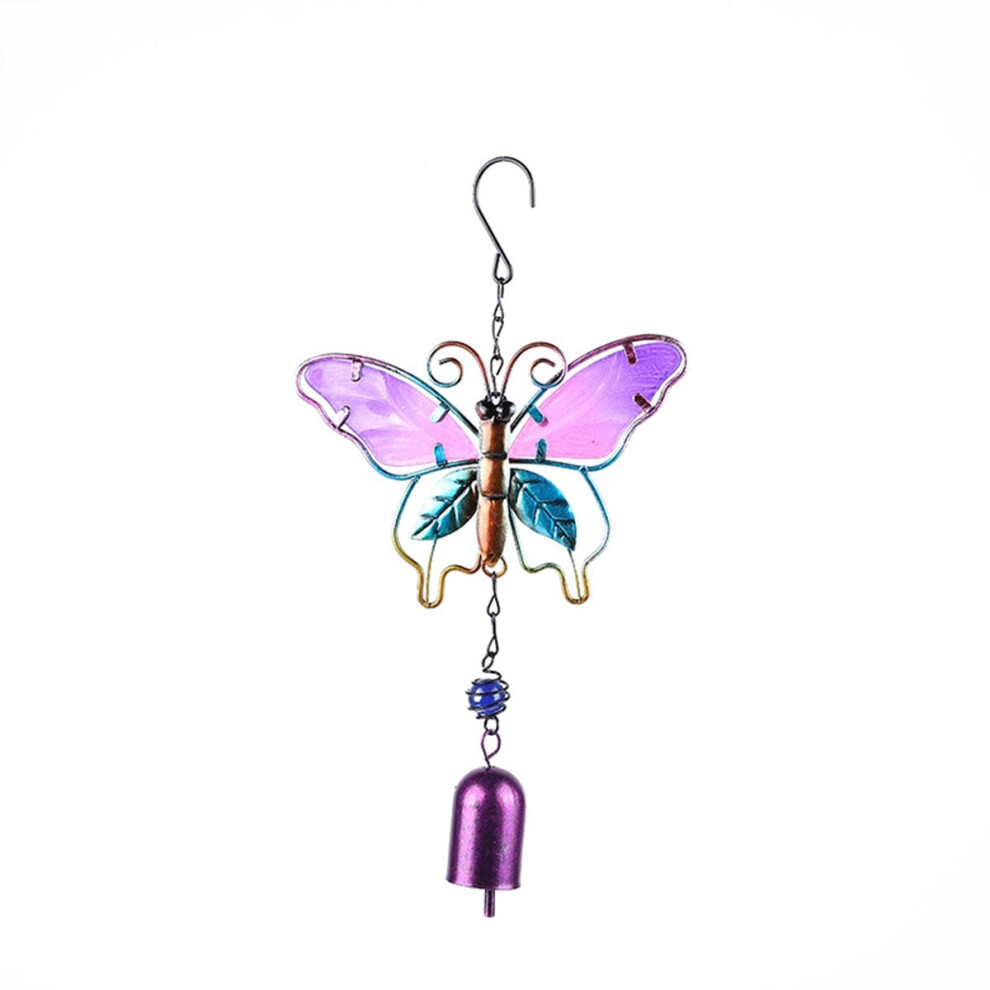 (#2) Metal Butterfly Wind Chime Glass Painted Ornaments Wind Chimes Pendants