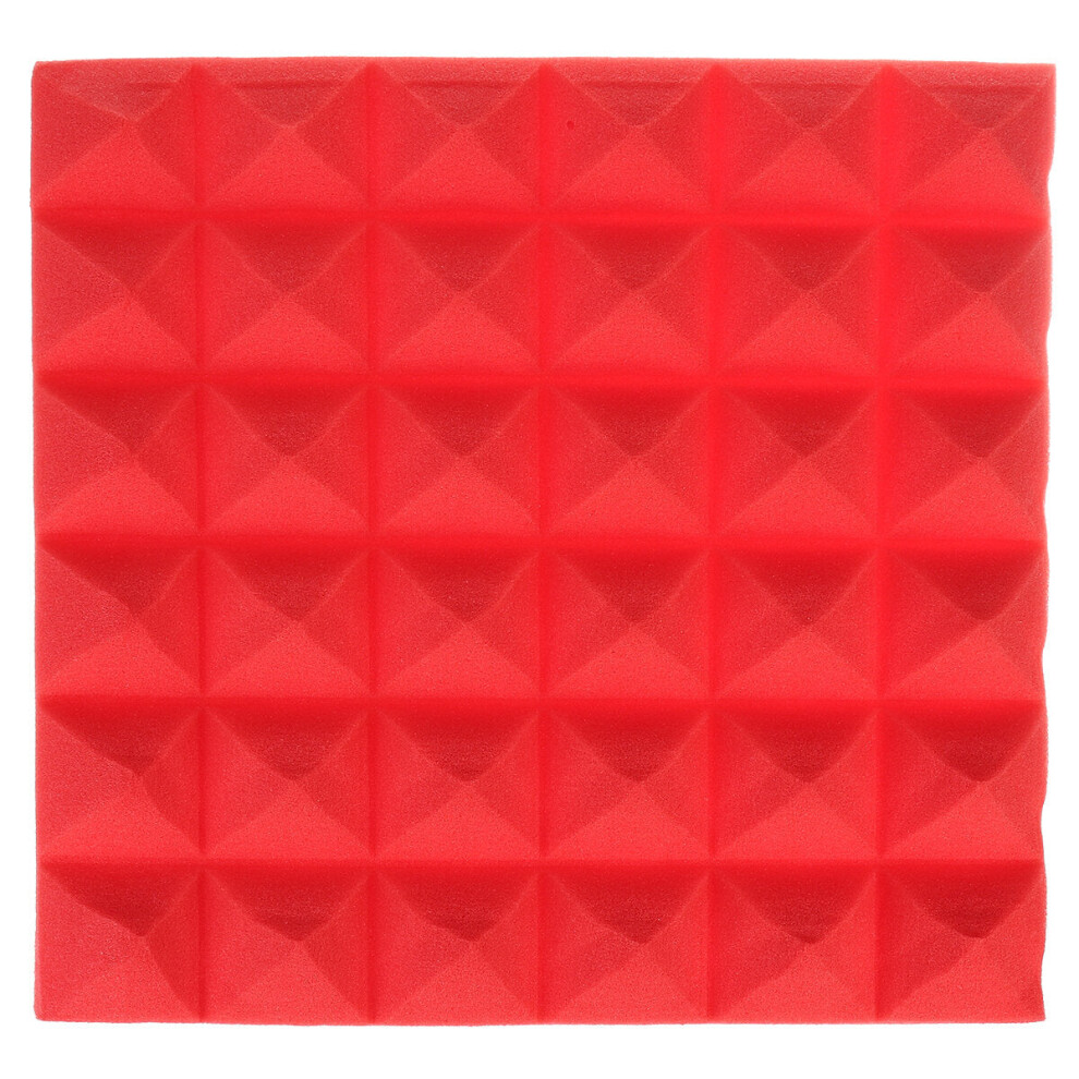 (Red) 6Pcs Acoustic Panels Tiles Studio Soundproofing Insulation Closed Cell Foam
