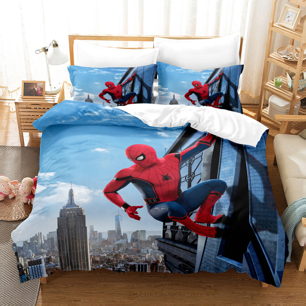 (2, 200*230 three-piece set) New 3D digital printed quilt cover pillow cover bedding cartoon Spider-Man three-piece home textile four-piece set-image-OPC-PGNYPMG-NEW