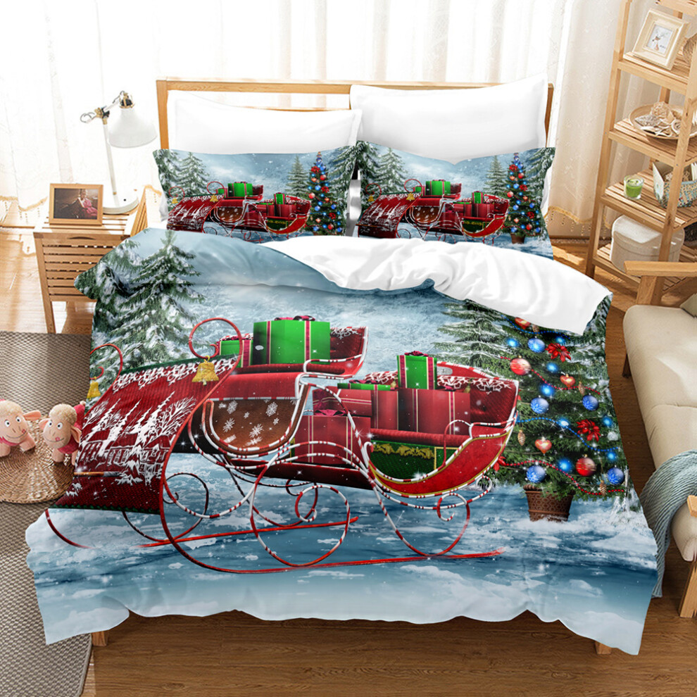 (7, 210*210 three-piece set) New holiday decoration Christmas quilt cover sheet three-piece digital printed bedding set-image-OPC-PGNYQ77-NEW