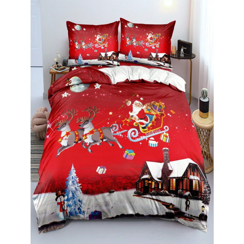 (3, 260*220 three-piece set) New holiday decoration Christmas quilt cover sheet three-piece digital printed bedding set-image-OPC-PGNYQ26-NEW