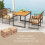 Costway 4PCS Acacia Wood Patio Dining Set Outdoor Rectangular Table And Chairs 7
