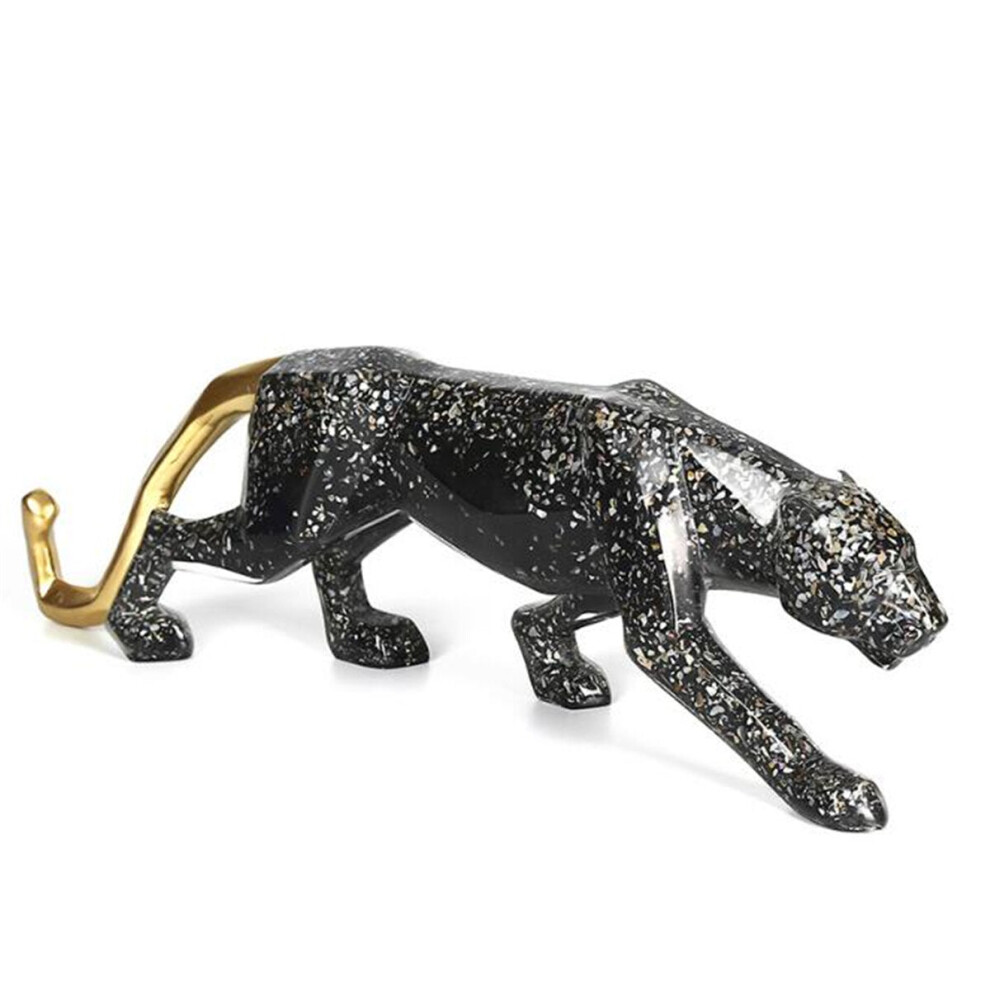 (Black, Shellfish Leopard) Nordic Style Lion Wolf Totem Penguin Leopard Animal Ornaments Car Crafts Cabinet Home
