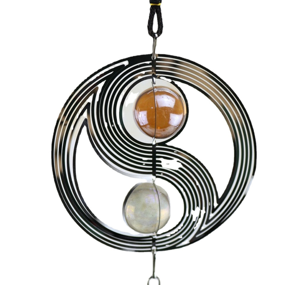 (Type A) Metal Hanging Garden Wind Spinner Round Crystal Ball Bell Garden Home Ornament
