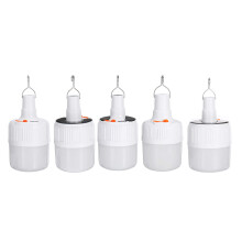 (24 LED, Solar Charging + 2 Battery) Rechargeable 5 Modes Solar Powered LED Bulb Emergency Light for Outdoor Camping Use
