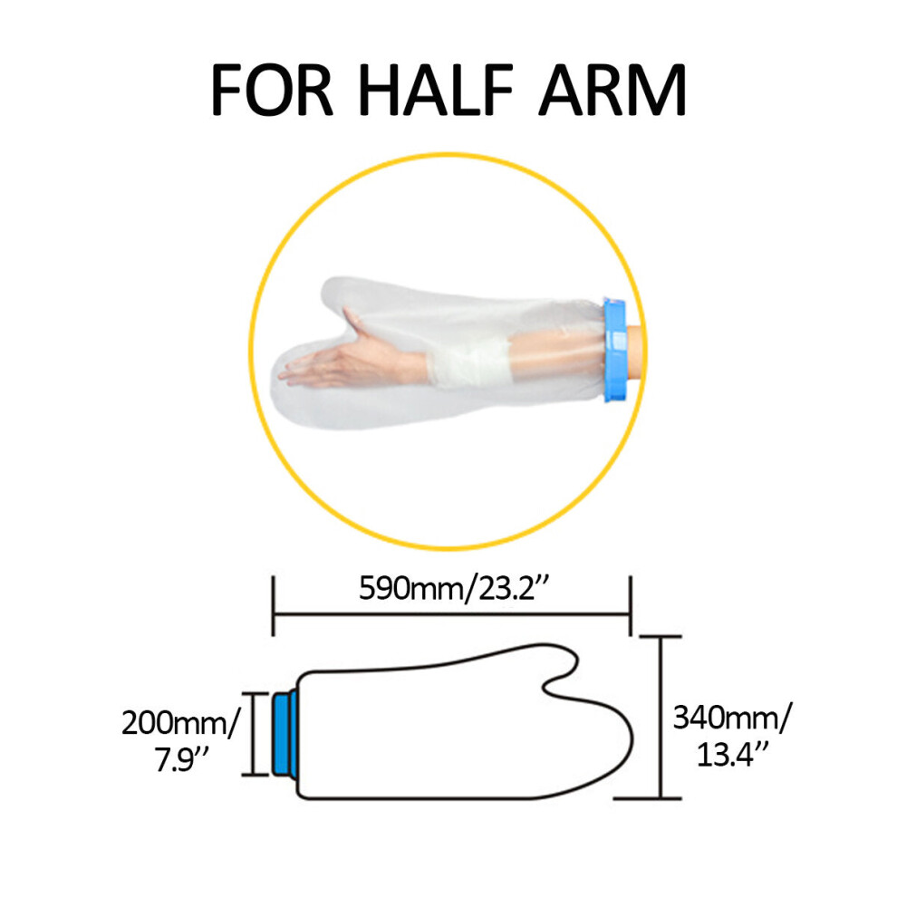 (Half Arm) Cast Bandage Waterproof Protector Cover Bath Shower Adult Short Leg Reusable for Arm Leg Claf Ankle