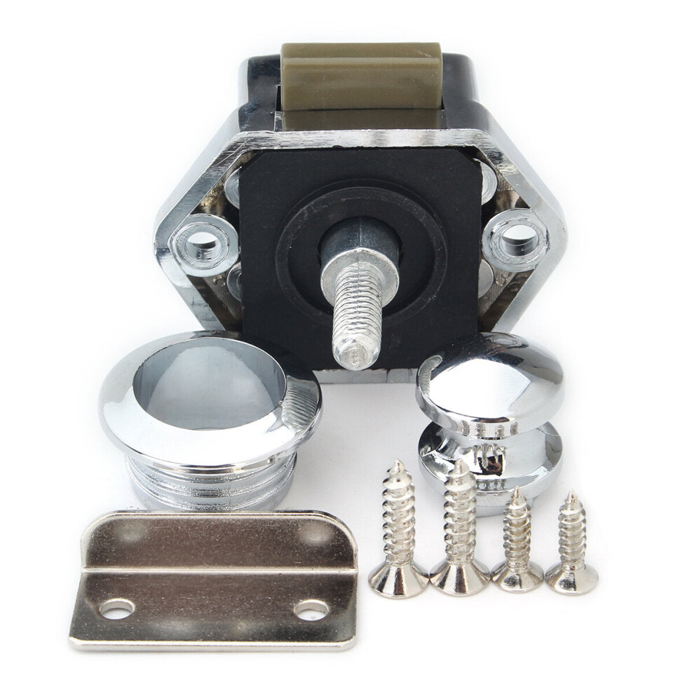 (Aluminium) Push Button Catch Push Button Cabinet Latch for Rv/Motor Home Cupboard Caravan Lock for Cupboard Push Latch Lock Push Button Latch