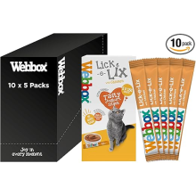 Webbox Lick-e-Lix Cat Treats, Chicken - Kitten Friendly, Grain and Gluten Free, No Artificial Preservatives or Colours (10 x 5 Packs)