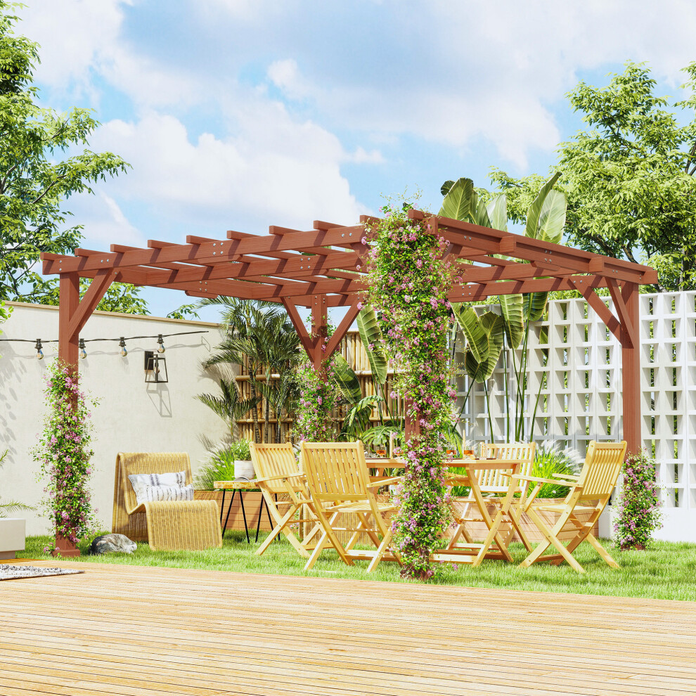 Outsunny 3.3 x 3.3(m) Wooden Pergola Kit, Graden Pergola Gazebo