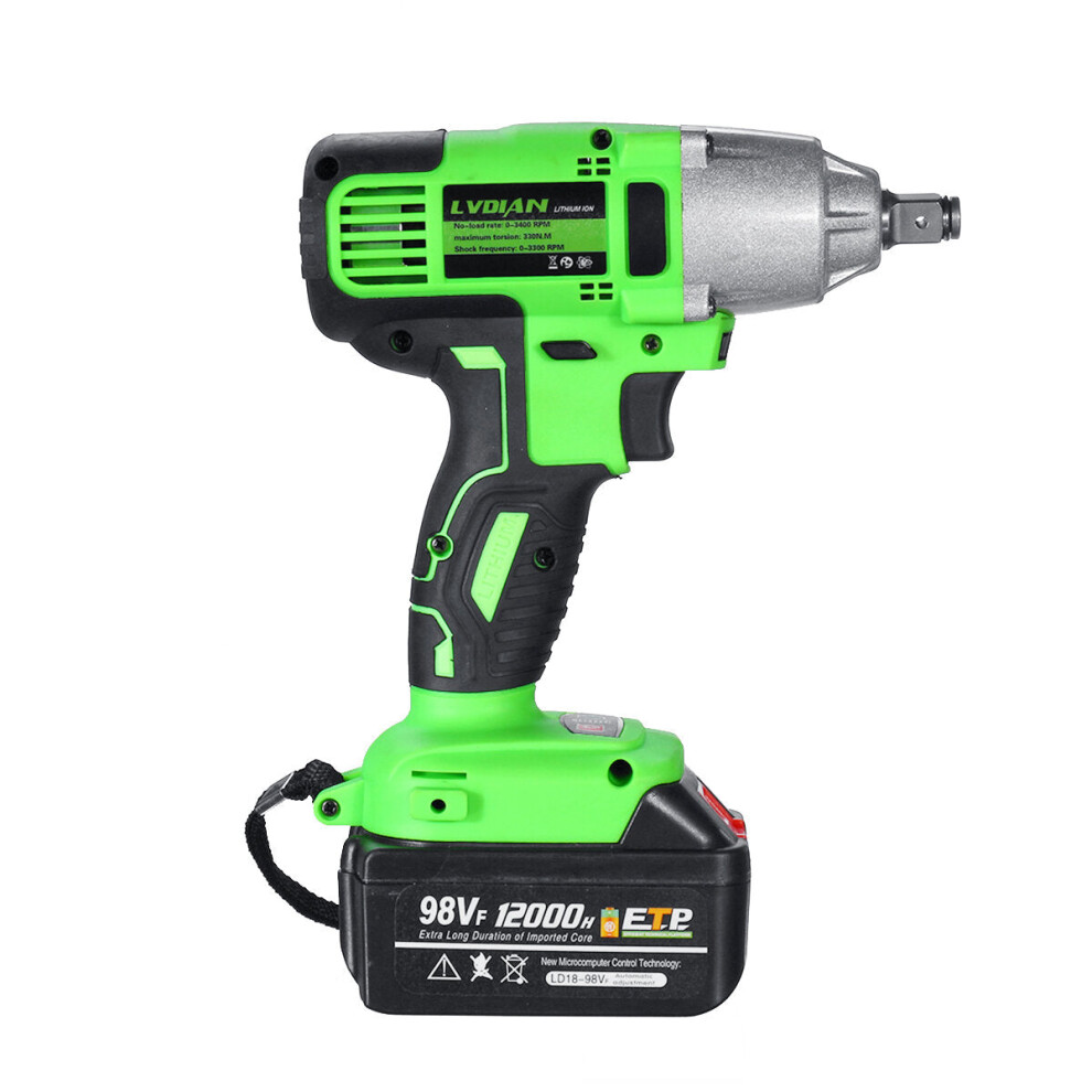 (One Battery, Us Plug) 98Vf Brushless Impact Wrench 320N.m Electric Cordless Rechargeable Driver Woodworking Tools 1138392128923