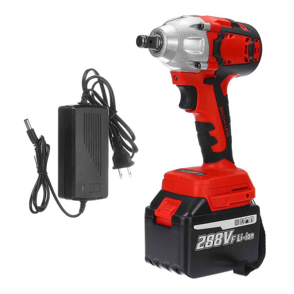 (Red) Brushless Cordless Electric Wrench 520N.m 0-3000RPM Power Tool