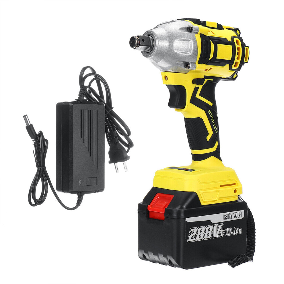 (Yellow) Brushless Cordless Electric Wrench 520N.m 0-3000RPM Power Tool