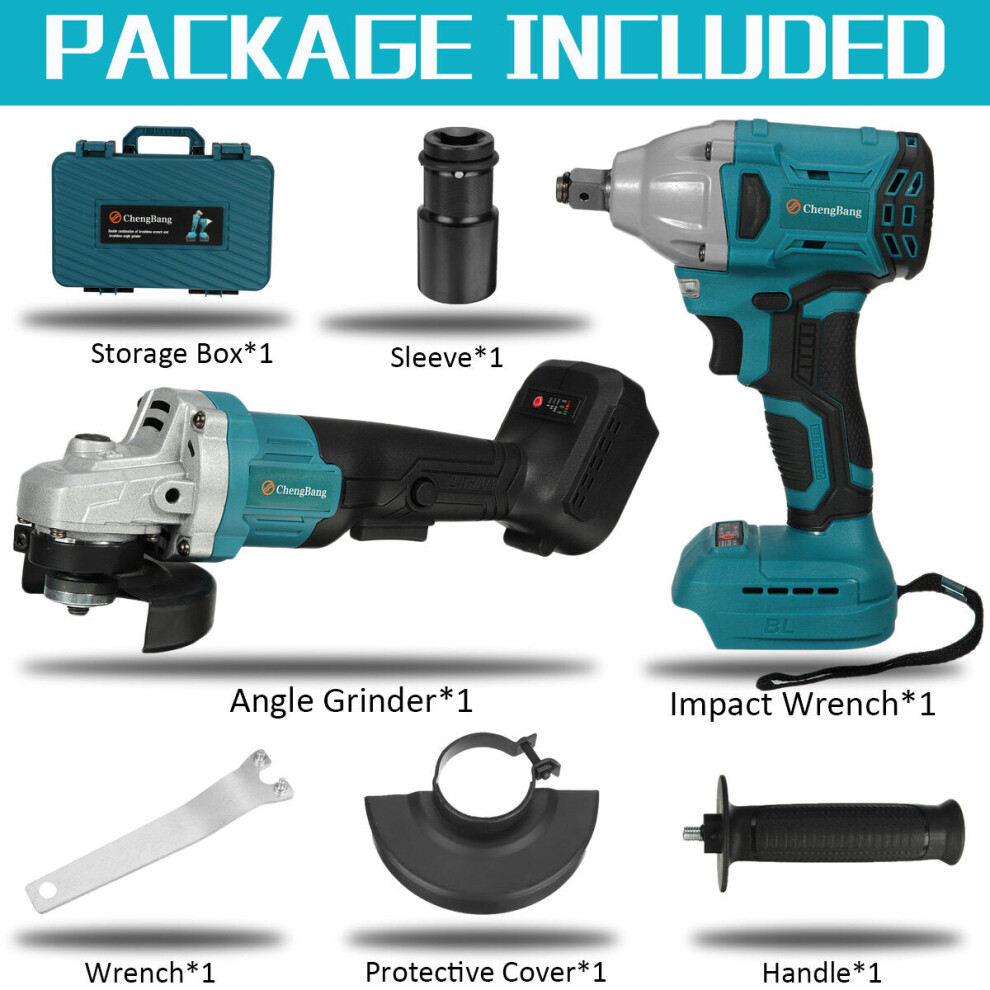 (Without Battery) 2 IN 1 Cordless Impact Wrench Angle Grinder For Makita 18V Battery-image-OPC-PGNZ69V-NEW