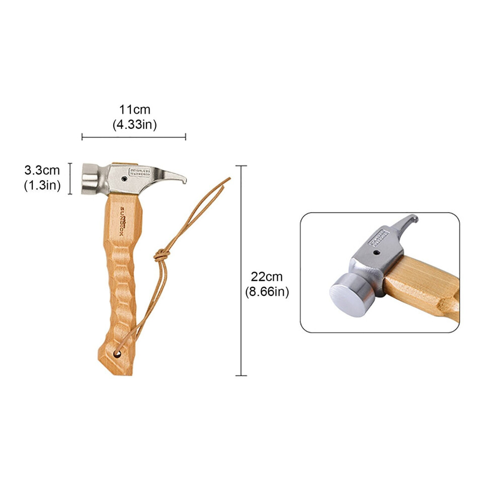 (Wood A  22cm) Outdoor Camping Tent Peg Hammer Multifunctional Hiking Fishing Stainless Steel Stakes Nail Puller Hammer Mountaineering Climbing-image-OPC-PGNZ6CB-NEW