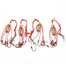 (10#) 4Pcs/Lot Explosion Fishing Hook Fishing Lure Bait Trap Feeder Cage Sharp Fishing Hook with Stainless Steel Springs