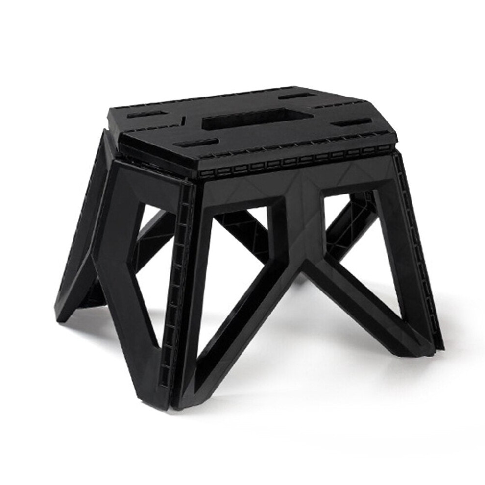 (Black) Plastic Multi Purpose Folding Step Stool Outdoor Portable Folding Stool Camping Square Stools for Adults Children High Load-bear