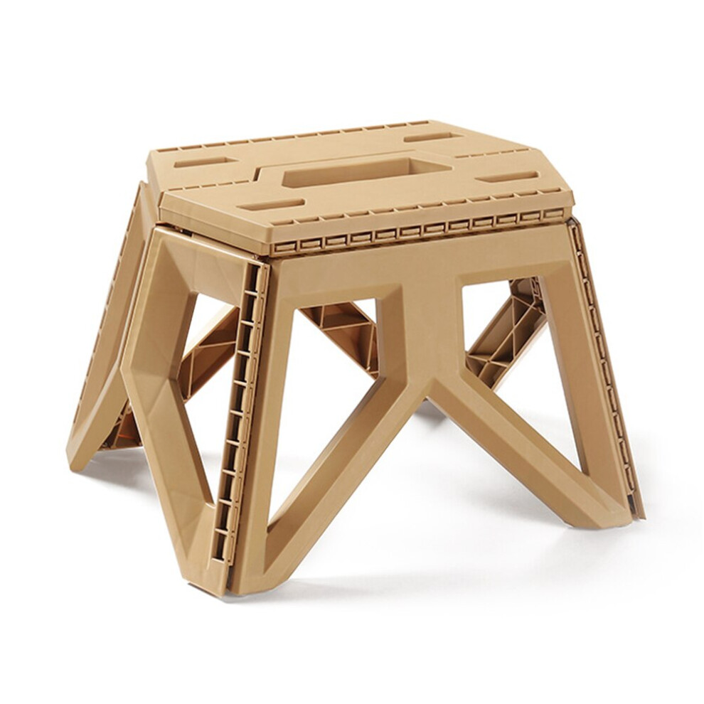 (Khaki) Plastic Multi Purpose Folding Step Stool Outdoor Portable Folding Stool Camping Square Stools for Adults Children High Load-bear