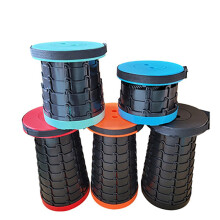 (Black) Adjustable Telescopic Folding Stool Outdoor Travel Portable Queue Stalls Fishing Camping Trips Simple Anywhere Available Stool