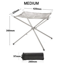 (Medium) Disassemble Garden Backyard Heating Mesh Stainless Steel Outdoor Camping Campfire Fire Rack Foldable Mesh Fire Pit BBQ Tools Hot