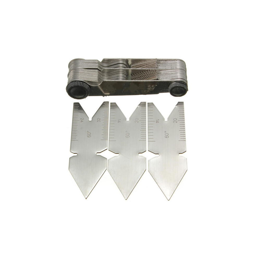 4Pcs Screw Thread Pitch Cutting Gauge Tool Set Centre Gage 55&60 Inch&Metric