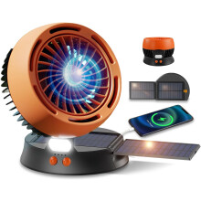 Solar Powered Fan with Lights, Portable Solar Camping Fan
