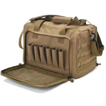 (Khaki, 37*37.5*20cm) Tactical Range Bag Molle System 600D Waterproof Gun Shooting Pistol Case Pack Khaki Hunting Accessories Tools Sling Bag Camping