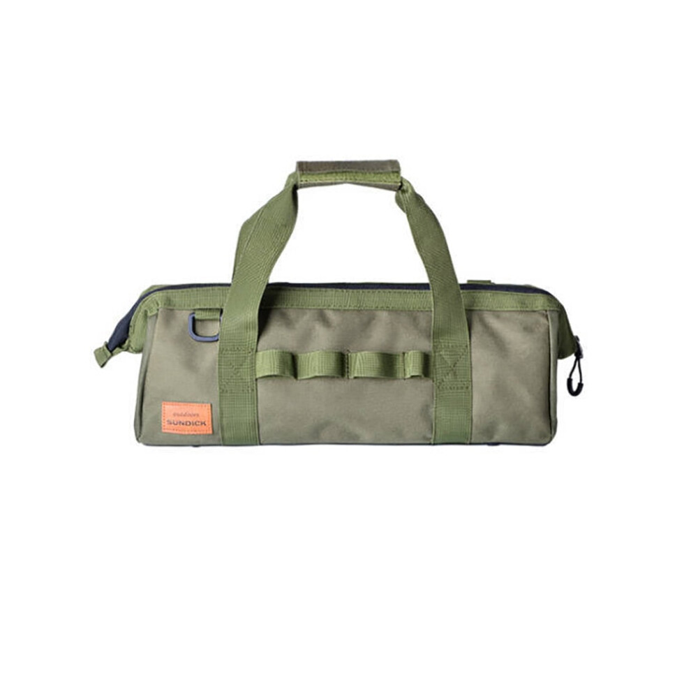 (Green) Tent Nail Storage Bag 1050D Oxford Cloth Large Capacity Multi-Pocket Zipper Handle Hanging Holes Camping Hiking Pegs Tools Bag