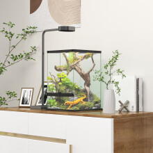 PawHut 40L Glass Reptile Terrarium (D40-039V01BK) - 30x30x45 cm, Locking Top, 360 Degree View, Ventilation, Drainage, Cable Management