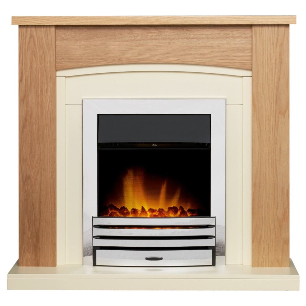 Adam Chilton Fireplace in Oak & Cream with Eclipse Electric Fire in Ch