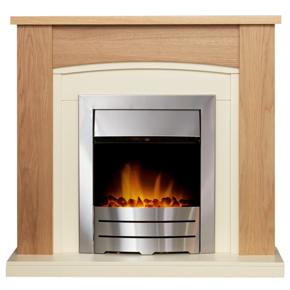 Adam Chilton Fireplace in Oak & Cream with Colorado Electric Fire in B