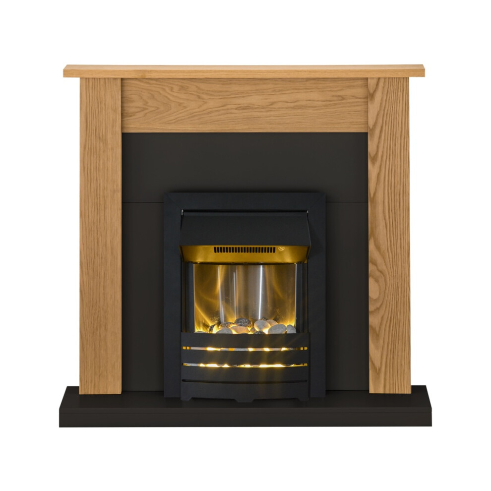 Photos - Fireplace Accessory Adam Southwold Fireplace Suite in Oak and Black with Helios Electric F