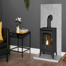Acantha Tile & Hearth Set in Concrete Effect with OKO S2 Stove & Angle