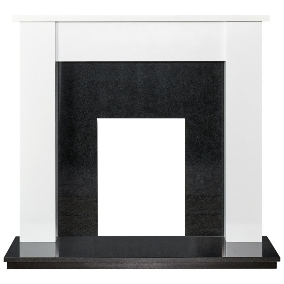 Adam Buxton Fireplace in Pure White & Black Granite Stone, 48 Inch