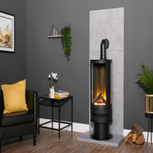Acantha Tile & Hearth Set in Concrete Effect with Orbit Cylinder Stove