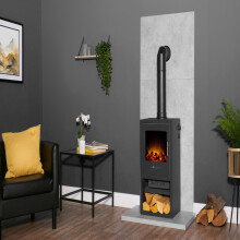 Acantha Tile & Hearth Set in Concrete Effect with Bergen XL Stove & Ta