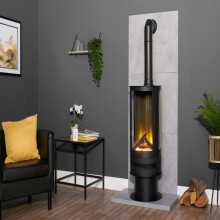 Acantha Tile & Hearth Set in Concrete Effect with Orbit Cylinder Stove