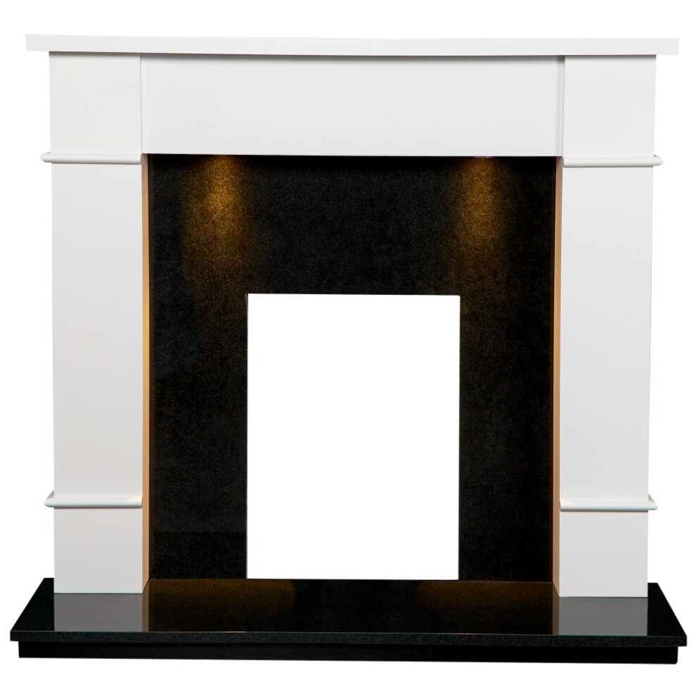 Adam Linton Surround in Pure White & Black Granite Stone with Downligh