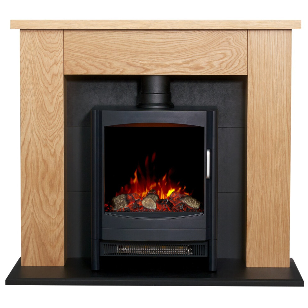 Adam Chester Stove Fireplace in Oak & Black with Sureflame Keston Elec
