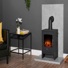 Acantha Tile & Hearth Set in Concrete Effect with Bergen Stove & Angle