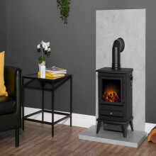 Acantha Tile & Hearth Set in Concrete Effect with Hudson Stove & Angle