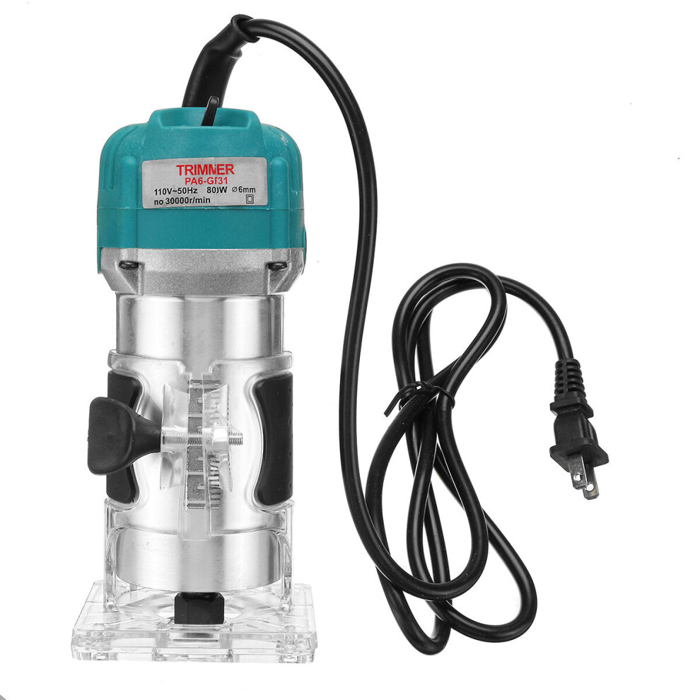 (Blue) 30000RPM 600W Electric Hand Trimmer Wood Laminate Palm Router Joiners Tool Wood Trimming Machine