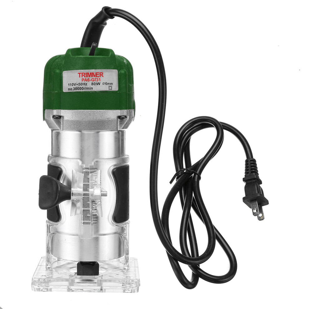 (Green) 30000RPM 600W Electric Hand Trimmer Wood Laminate Palm Router Joiners Tool Wood Trimming Machine