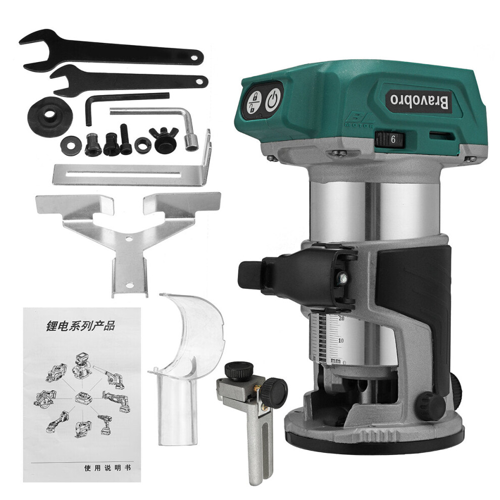 1580W Cordless Brushless Electric Trimmer Woodworking Engraving Slotting Trimming Carving Router