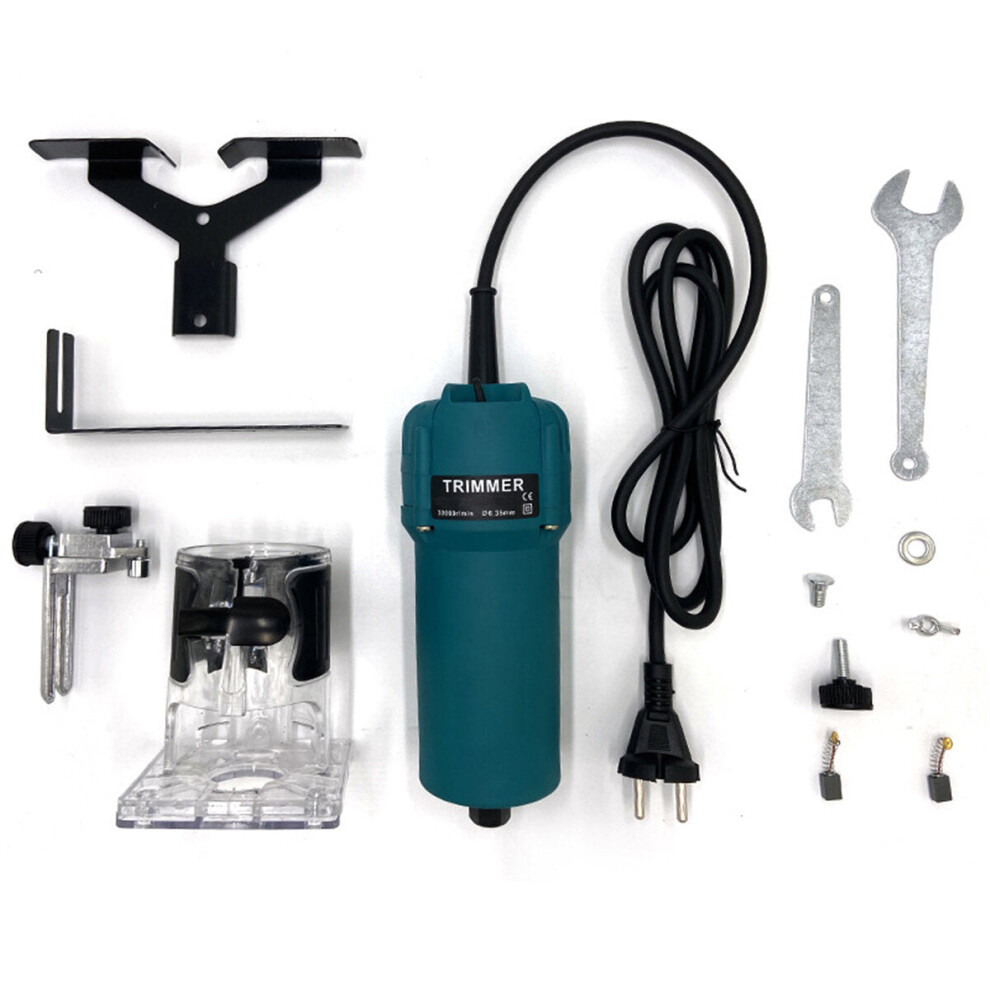 (Blue, EU Plug) 110V/220V 30000RPM Electric Hand Trimmer Router 6.35mm Wood Laminate Palm Joiners Working Cutting Machine