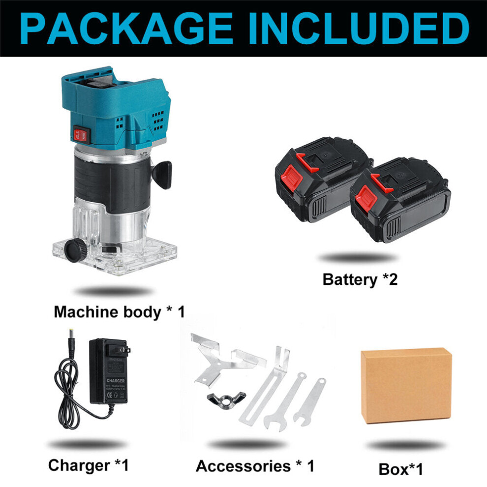 (Two Batteries) 850W 30000RPM Electric Hand Trimmer Wood Milling Engrave Machine w/ 22900mah Battery