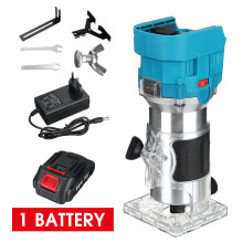 (One Battery) 30000rpm 1000W Cordless Brushless Electric Trimmer 6 Speeds Wood Trimmer Router