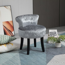 HOMCOM Dressing Table Stool Vanity Chair - Grey Velvet-Feel, Rubber Wood Legs, 120kg Capacity (831-508V70GY)