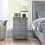 Casart Bedside Table 3-Drawer Wooden Nightstand End Side Table Grey 6